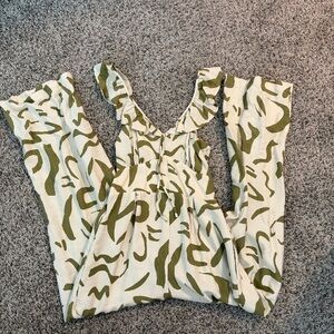 Green and White Patterned Jumpsuit Spring Easter Shower Casual Summer Vacation